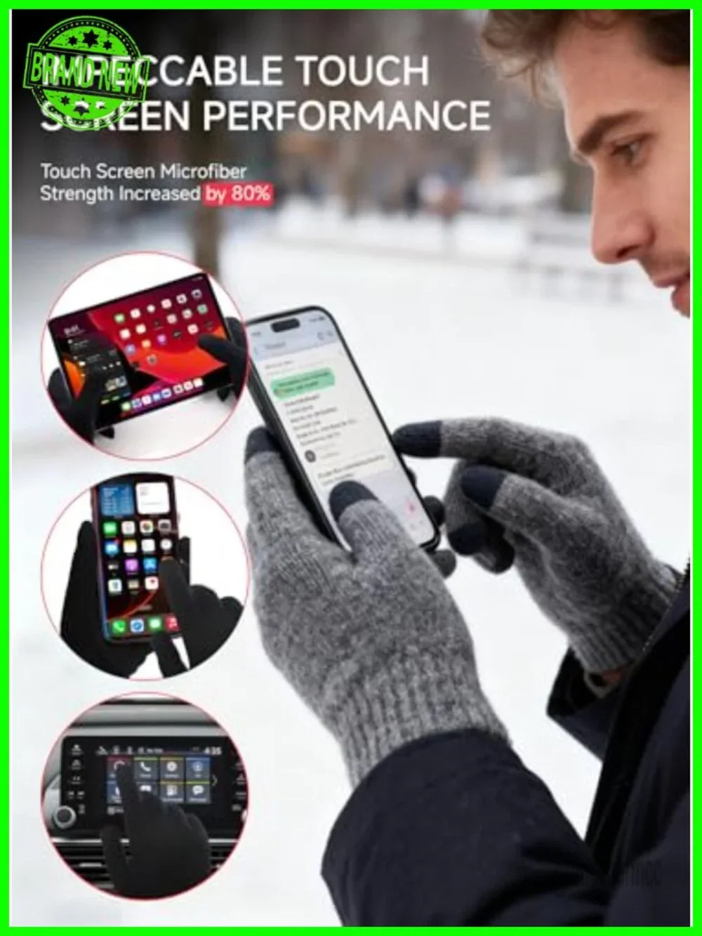 100% Merino Wool Touchscreen Gloves for Women - Thermal Winter Driving Running